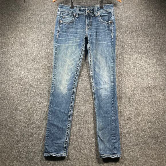 Miss Me Skinny Jeans Women's 27 JP5045S9 Blue Denim Stretch Studded Crosses - Picture 1 of 11